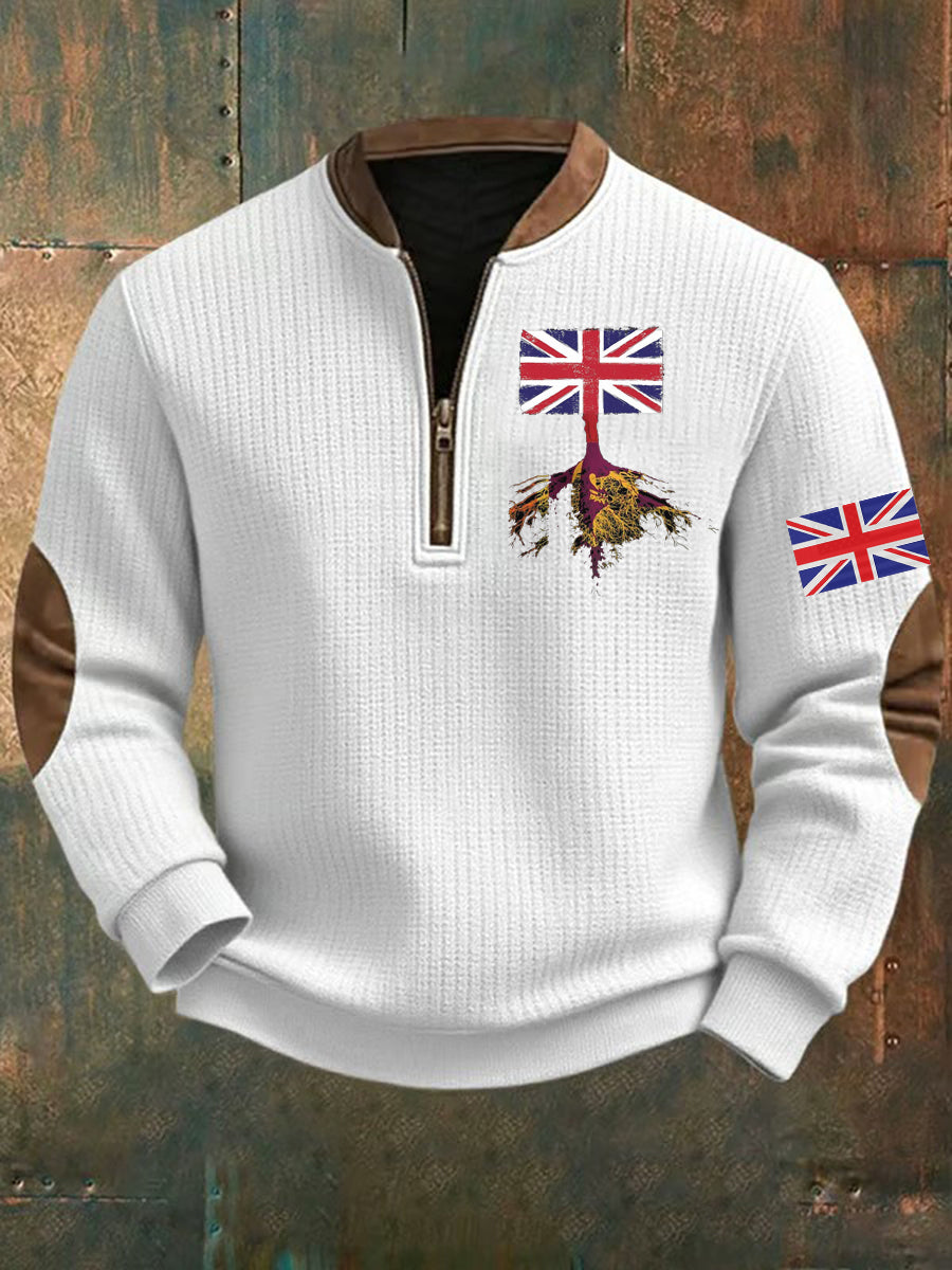 Men's Vintage England Flag Printed Sweatshirt-1