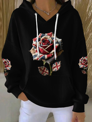 Women's British Rose Printed Hoodie-1