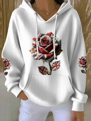 Women's British Rose Printed Hoodie-3
