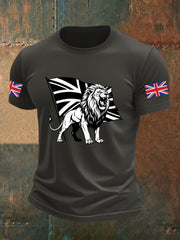 Men's Vintage England Flag Lion Printed T-shirt-2