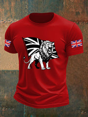 Men's Vintage England Flag Lion Printed T-shirt-4