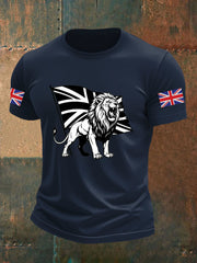 Men's Vintage England Flag Lion Printed T-shirt-5