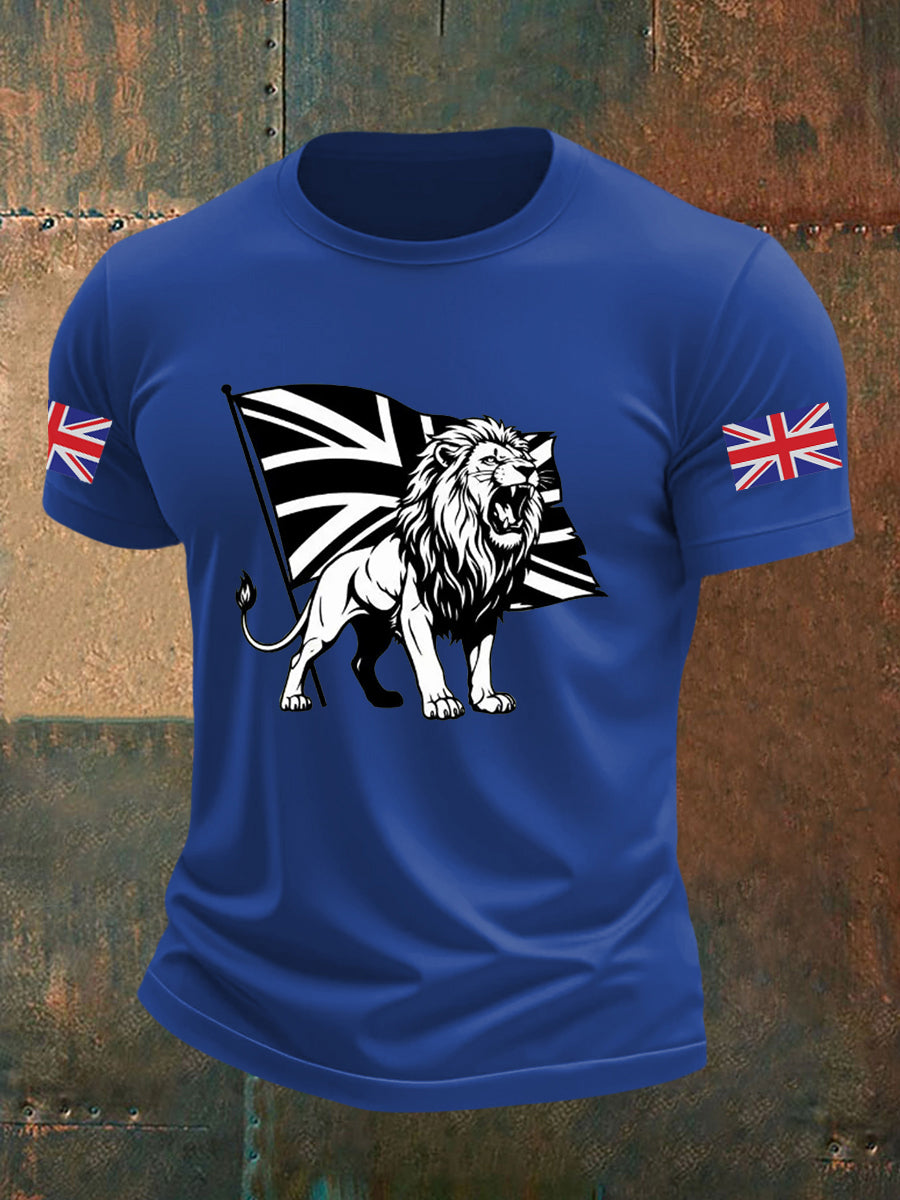 Men's Vintage England Flag Lion Printed T-shirt-6