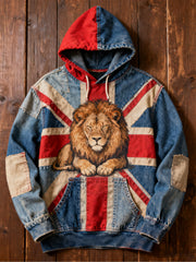 Men's Vintage England Flag Lion Printed Casual Hoodie