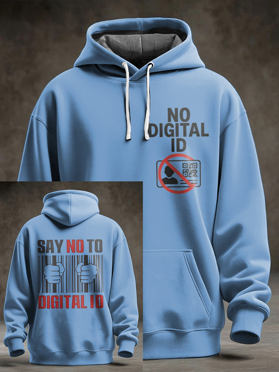 Men's No Digital ID Printed Oversized Drop-Shoulder Hoodie with Pocket-2