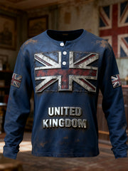 Men's Men's Vintage UK Flag Print Casual Long Sleeve T-Shirt