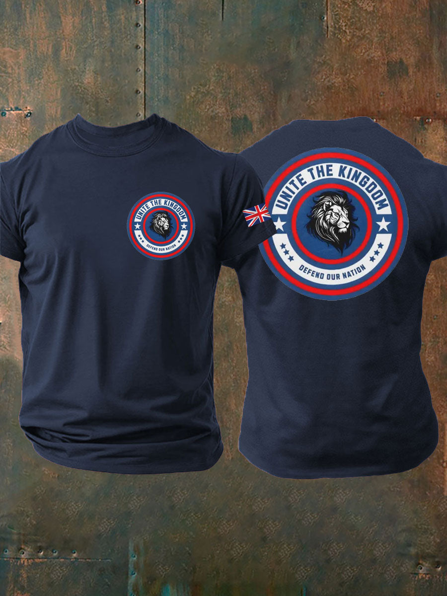 Men's Unite The Kingdom Defend Or Nation Printed imitation cotton short-sleeved T-shirt-1
