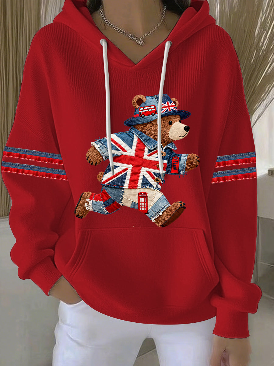 Women's British style Print Casual Hoodie-2