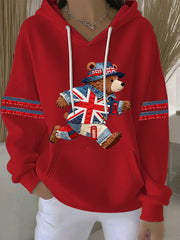 Women's British style Print Casual Hoodie-2
