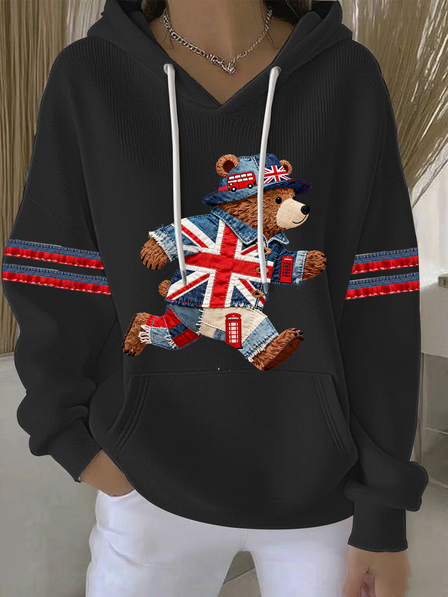 Women's British style Print Casual Hoodie-3
