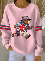 Women's British style  Print Casual Sweatshirt-2