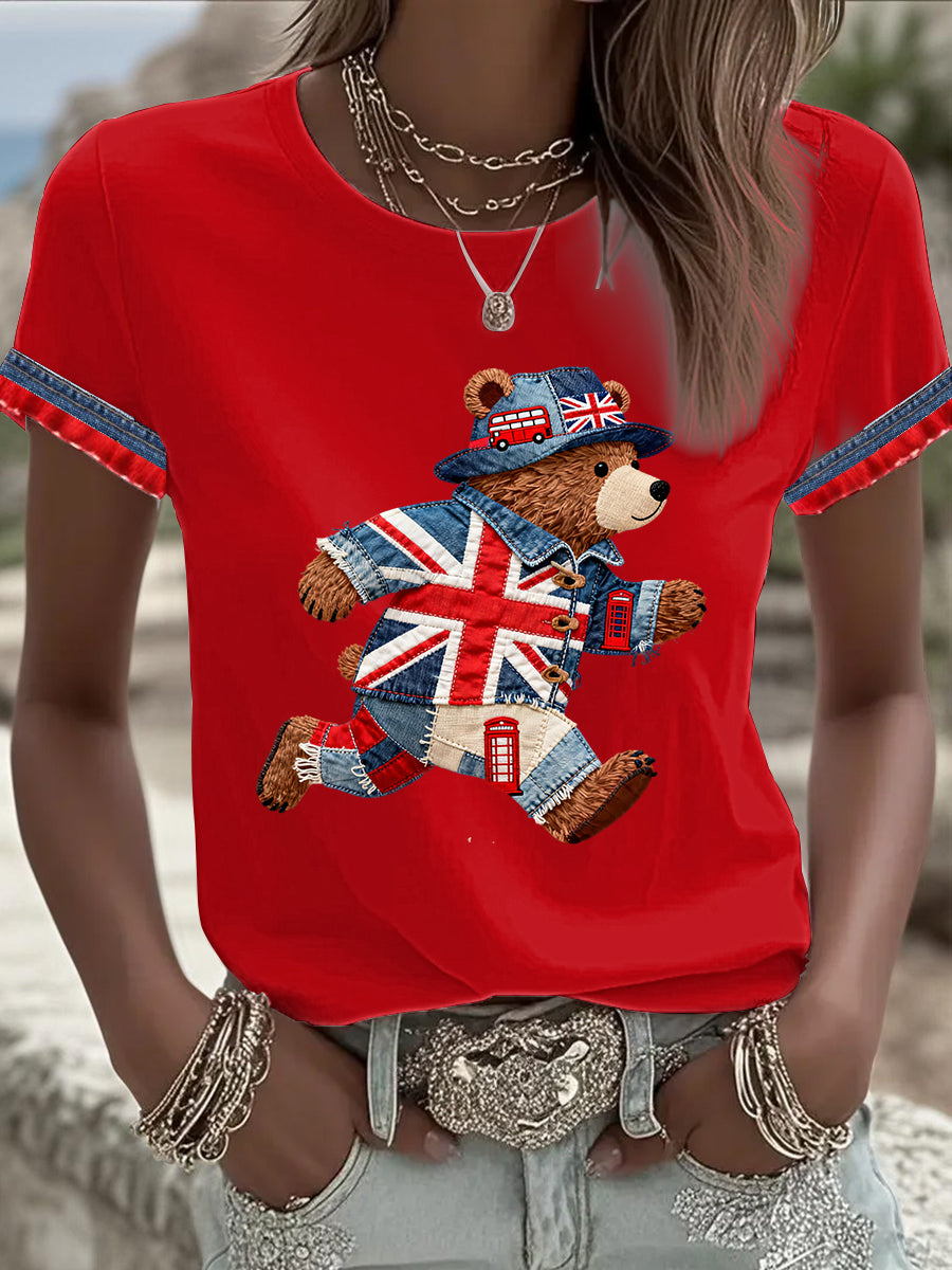 Women's British style Printed T-shirt-2