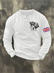 Men's Vintage England Flag Lion Printed Sweatshirt-1