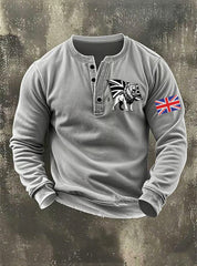 Men's Vintage England Flag Lion Printed Sweatshirt-2