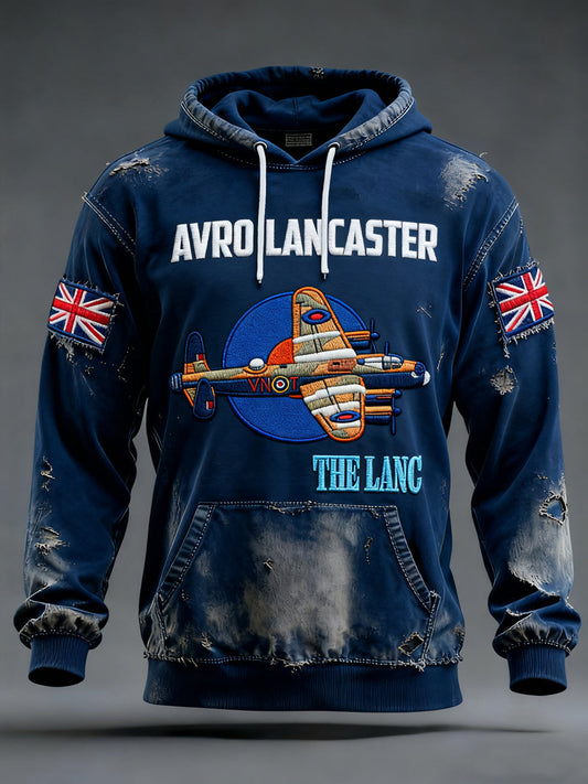 Men's Vintage Lancaster Bomber Print Casual Hoodie