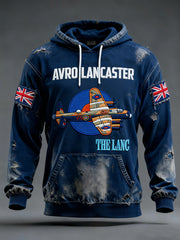 Men's Vintage Lancaster Bomber Print Casual Hoodie