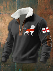 Men's English Flag Lion Print  zip-up hoodie-3