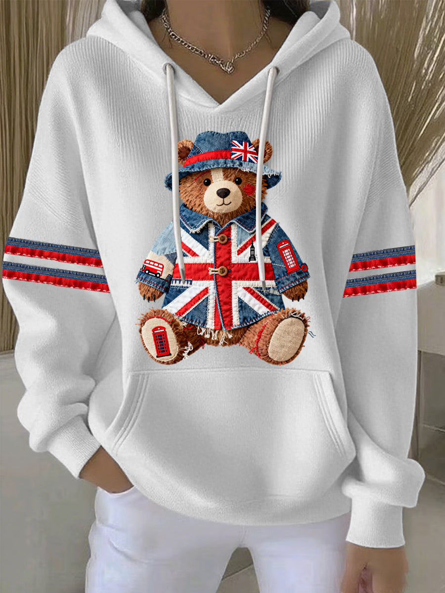 Women's British style Print Casual Hoodie