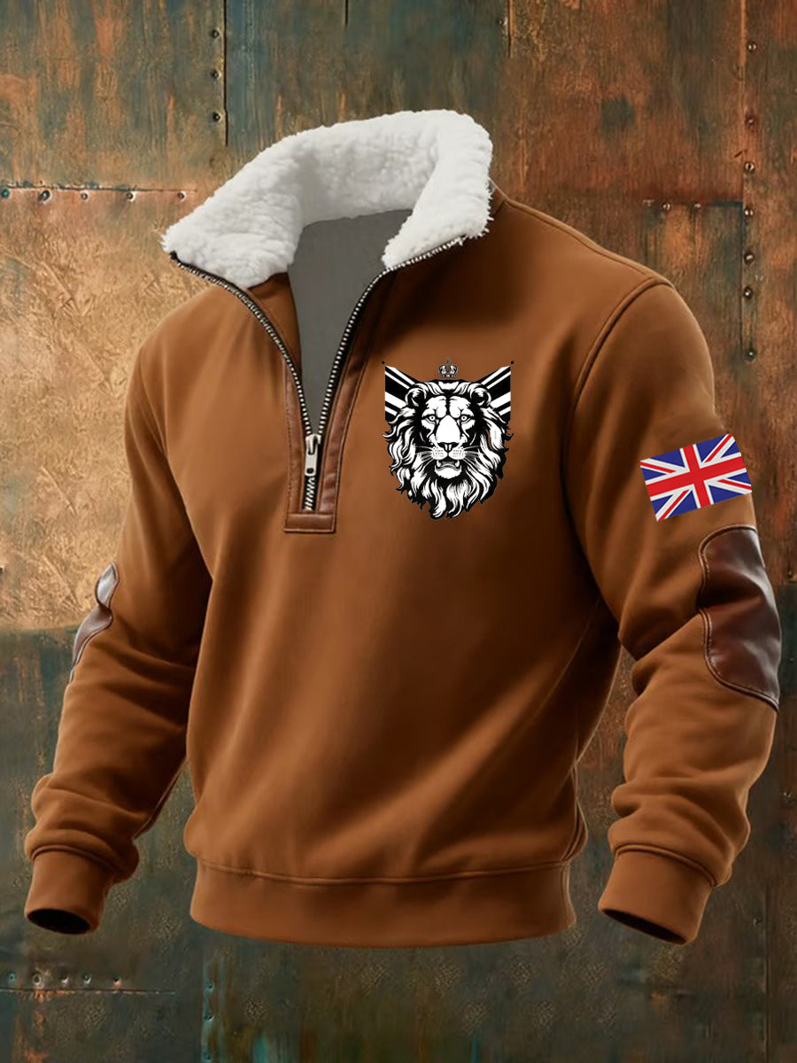 Men's Vintage British Lion Print Sweatshirt-2