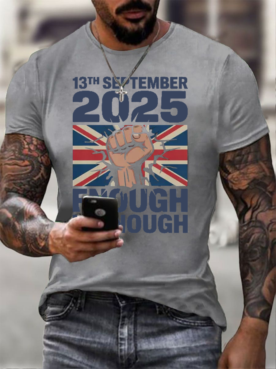 Men's September 13th 2025 London Protest  imitation cotton short-sleeved T-shirt-3