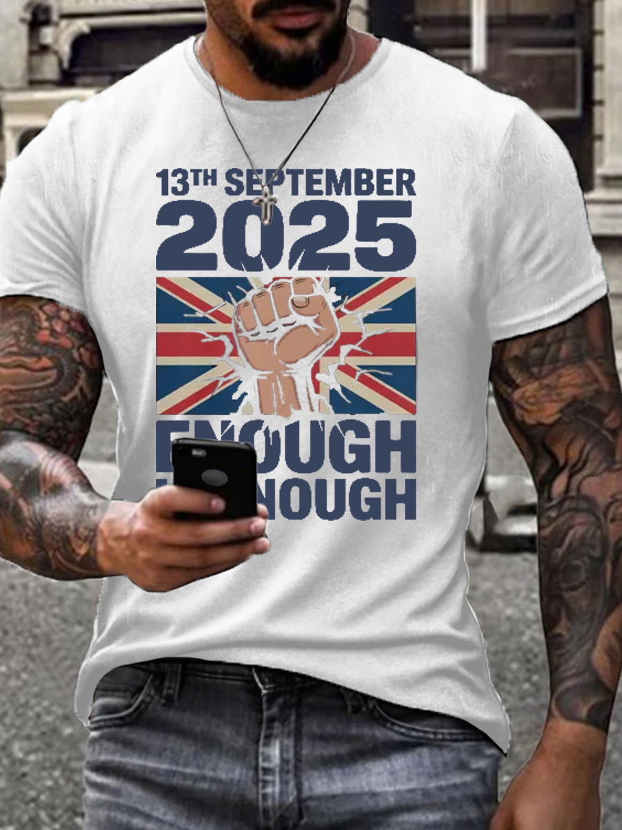 Men's September 13th 2025 London Protest  imitation cotton short-sleeved T-shirt-4