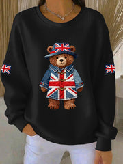 Women's British style  Print Casual Sweatshirt-3