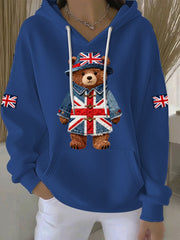 Women's British style Print Casual Hoodie-3