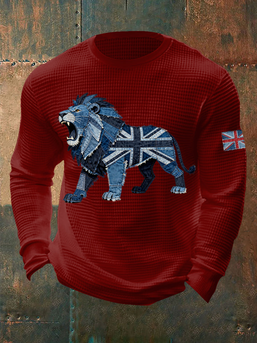 Men's British Faux Denim Waffle Top-2