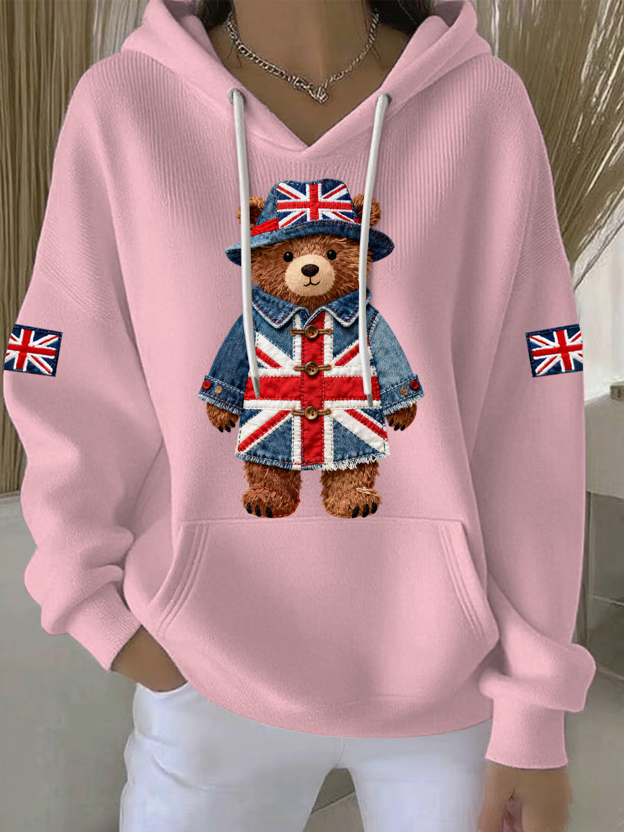 Women's British style Print Casual Hoodie-4