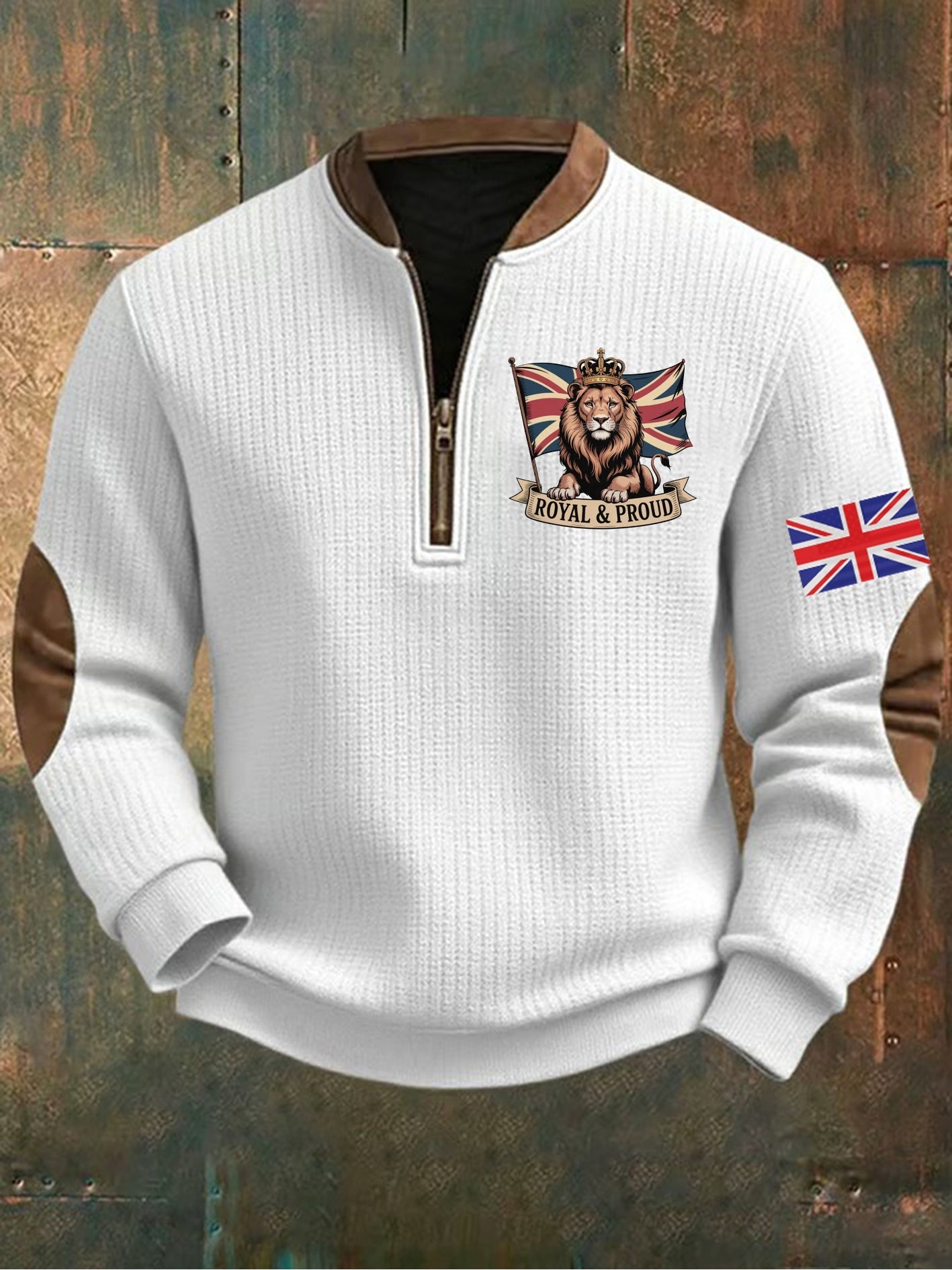 Men's Vintage England Flag Lion Printed Sweatshirt