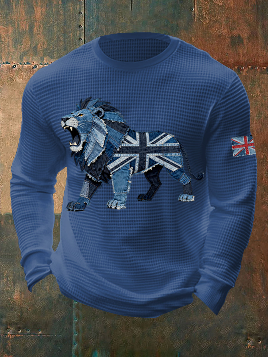 Men's British Faux Denim Waffle Top-3