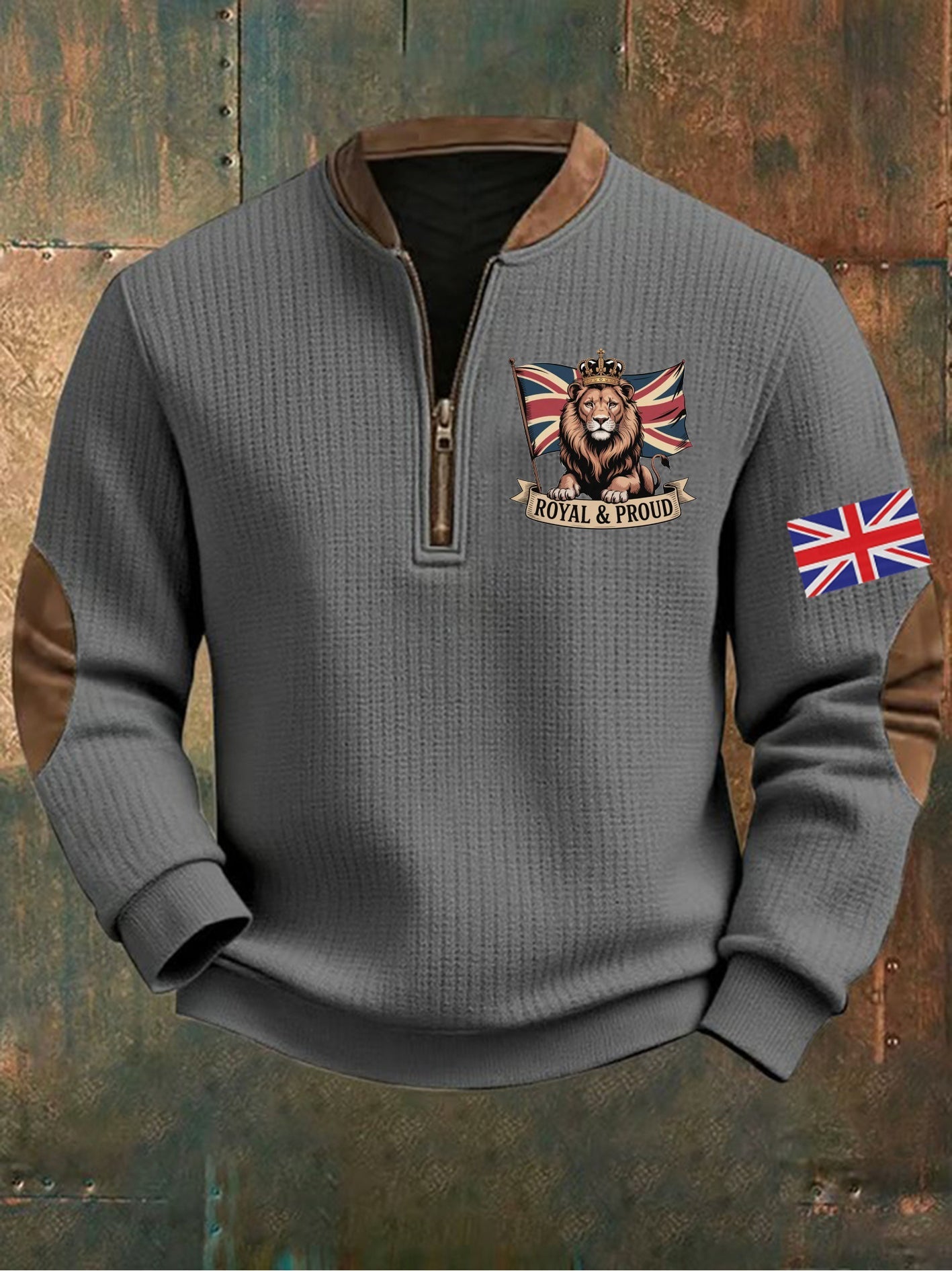 Men's Vintage England Flag Lion Printed Sweatshirt-2