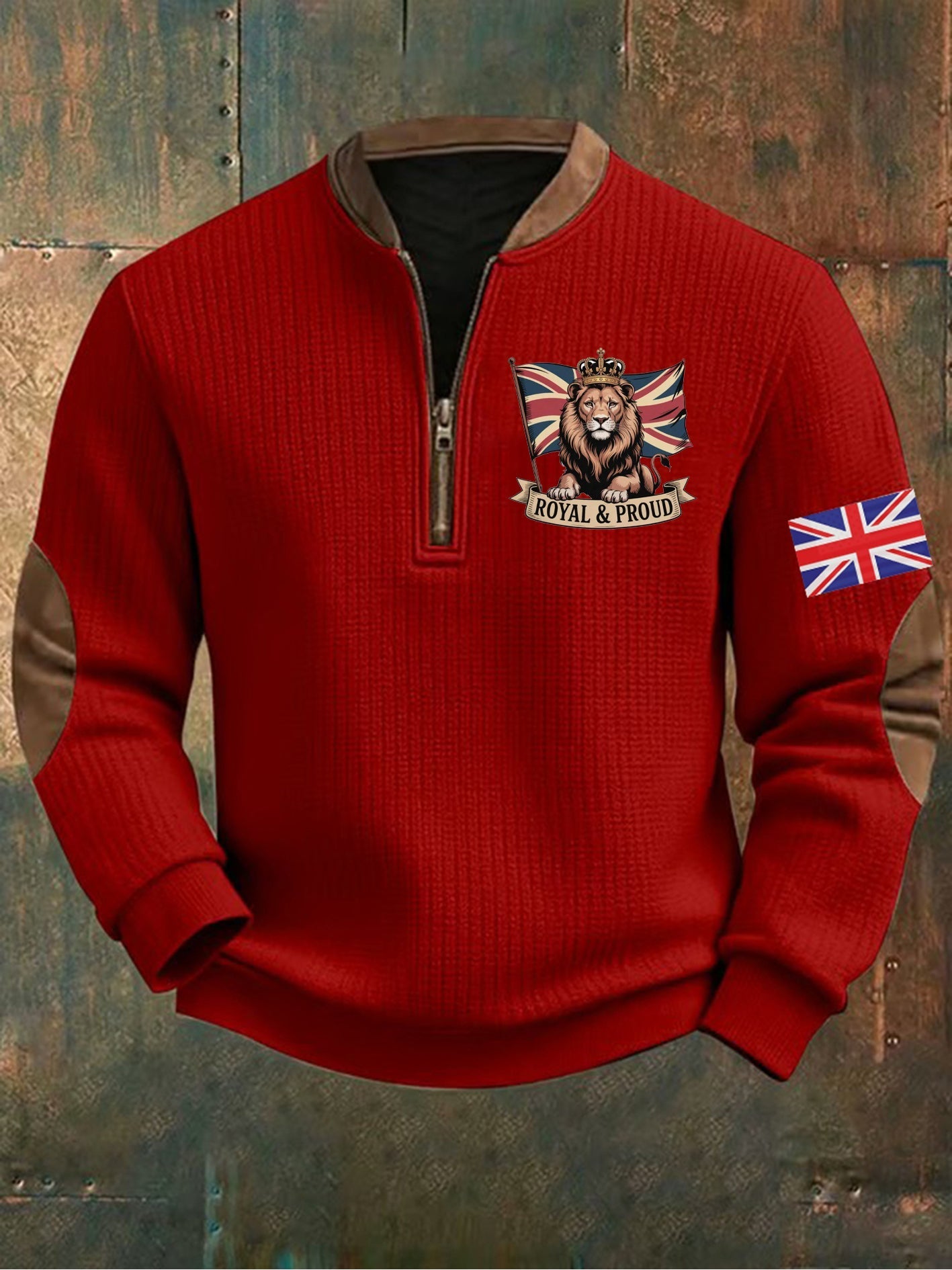 Men's Vintage England Flag Lion Printed Sweatshirt-3