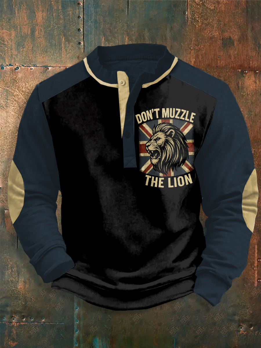 Men's Don't Muzzle The Lion Printed Long Sleeves Top-2