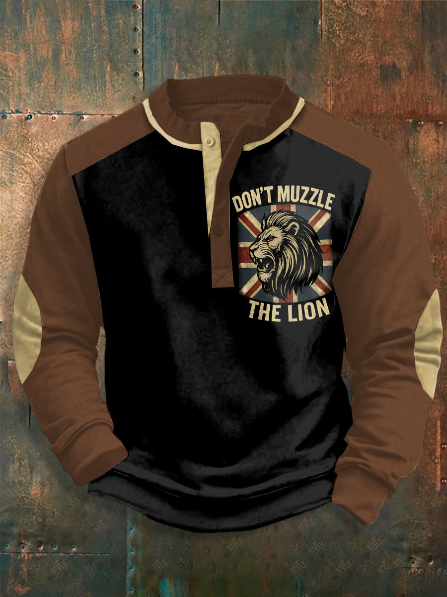 Men's Don't Muzzle The Lion Printed Long Sleeves Top-1