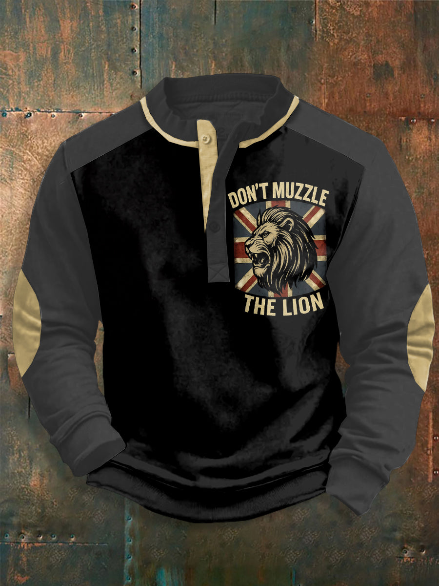 Men's Don't Muzzle The Lion Printed Long Sleeves Top-3