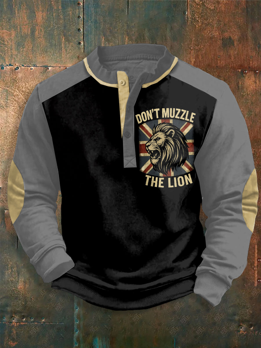 Men's Don't Muzzle The Lion Printed Long Sleeves Top-4