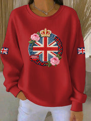 Women's British style  Print Casual Sweatshirt-2