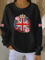 Women's British style  Print Casual Sweatshirt-1