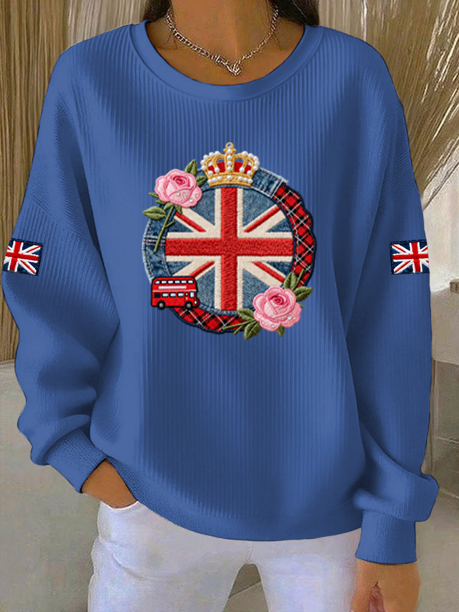 Women's British style  Print Casual Sweatshirt-3