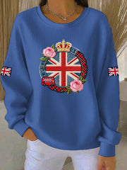 Women's British style  Print Casual Sweatshirt-3