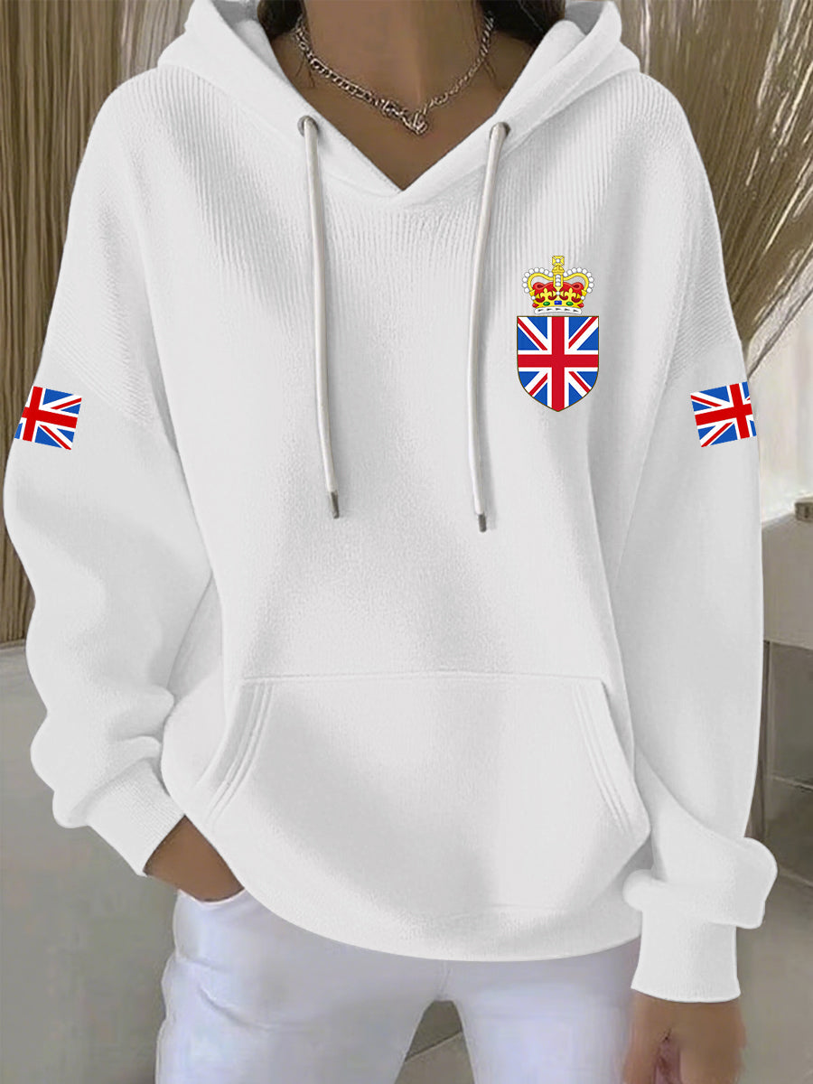 Women's British style Print Casual Hoodie