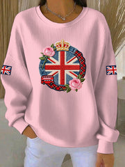 Women's British style  Print Casual Sweatshirt-4