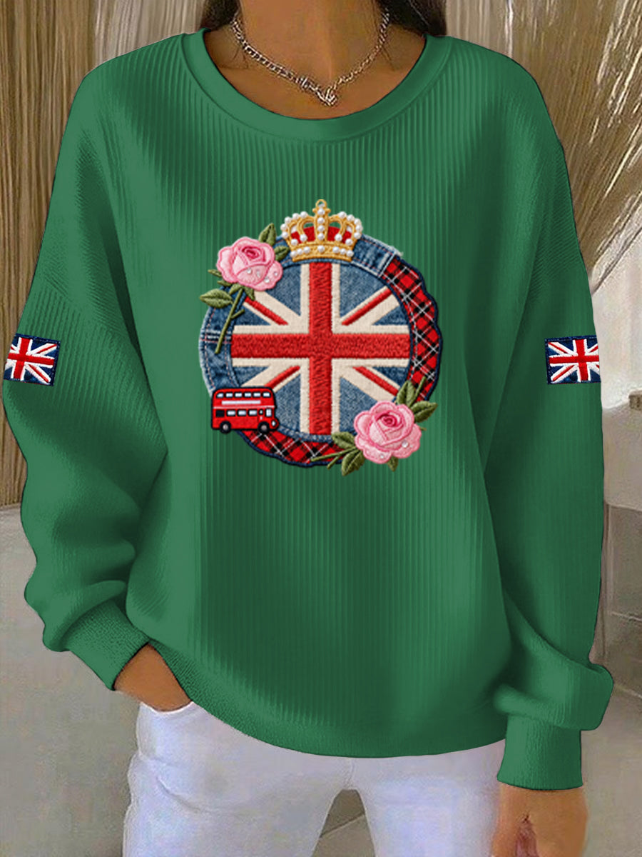 Women's British style  Print Casual Sweatshirt-5