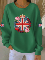 Women's British style  Print Casual Sweatshirt-5