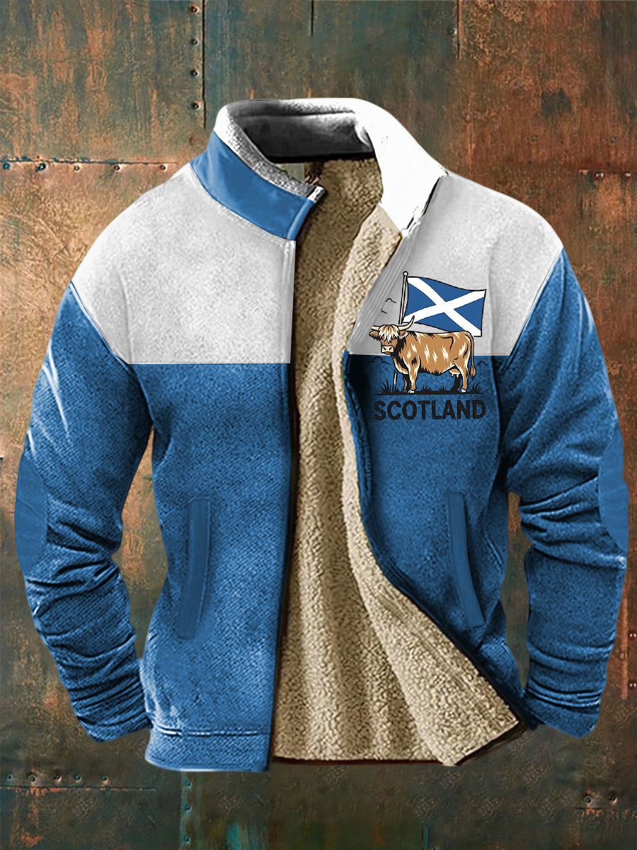 Men's Scotland Highland Cow Print Casual Comfortable Long Sleeve Outerwear