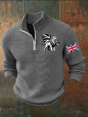 Men's Vintage England Flag Lion Printed Sweater-2