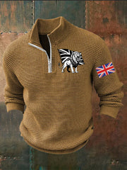Men's Vintage England Flag Lion Printed Sweater-3
