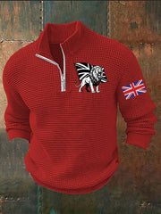 Men's Vintage England Flag Lion Printed Sweater-5