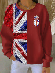 Women's British style Print Casual Sweatshirt-2